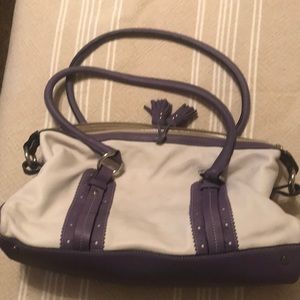 Burberry white and purple, leather tote bag